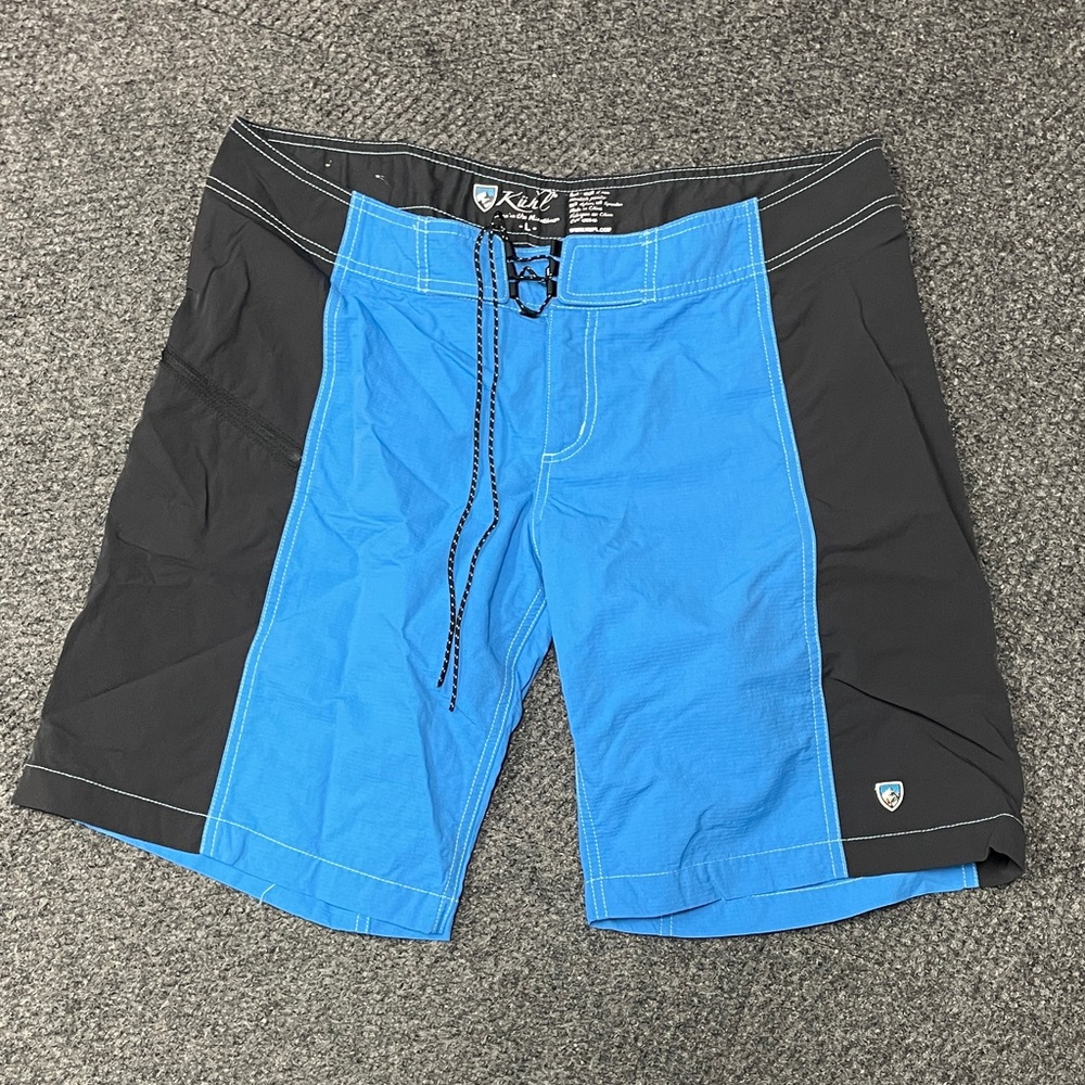 Kuhl Men's Blue and Black Lace-Up Swim Board Shorts